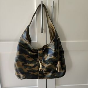 GiLi Large leather hobo Verona Camo style with brass gold hardware